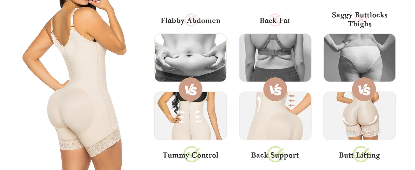 Fajas Colombianas Bodysuit with Zipper & Buckle